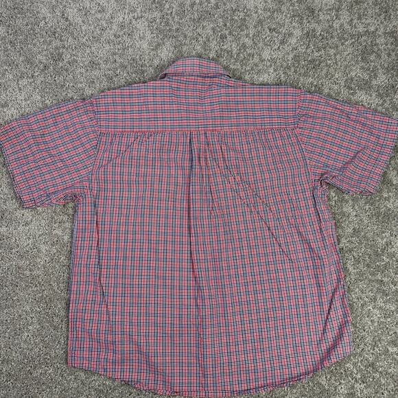 MARLBORO CLASSICS Shirt Mens L 100% Cotton Red Blue Plaid Button Up Short Sleeve - Picture 6 of 7